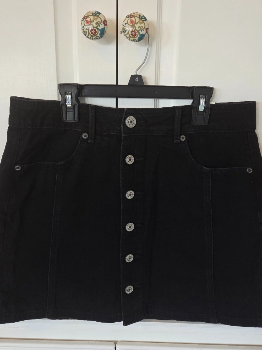 American Eagle Black Hi-Rise A-Line Button-Up Skirt Sz 8